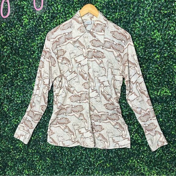 Vtg. Retro Flapper 1920s Swimwear Button Down Shirt Sz M - Picture 2 of 7